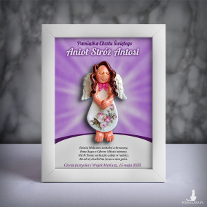 Pamiątka Chrztu Świętego - ramka 15x20 z aniołkiem