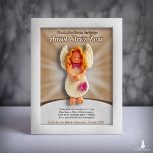 Pamiątka Chrztu Świętego - ramka 15x20 z aniołkiem