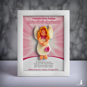 Pamiątka Chrztu Świętego - ramka 15x20 z aniołkiem