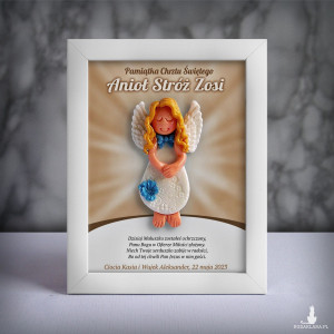 Pamiątka Chrztu Świętego - ramka 15x20 z aniołkiem