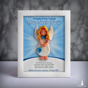 Pamiątka Chrztu Świętego - ramka 15x20 z aniołkiem