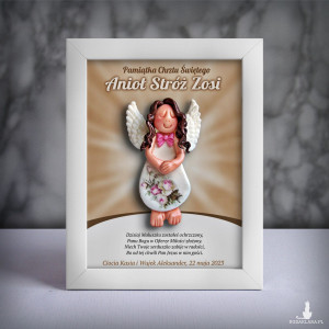 Pamiątka Chrztu Świętego - ramka 15x20 z aniołkiem