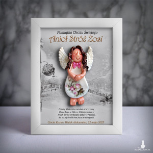 Pamiątka Chrztu Świętego - ramka 15x20 z aniołkiem