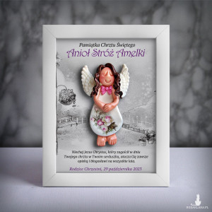 Pamiątka Chrztu Świętego - ramka 15x20 z aniołkiem