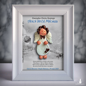 Pamiątka Chrztu Świętego - ramka 15x20 z aniołkiem