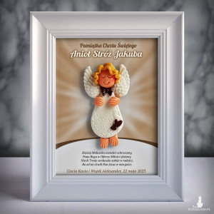 Pamiątka Chrztu Świętego - ramka 15x20 z aniołkiem