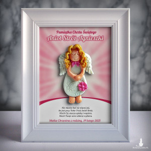 Pamiątka Chrztu Świętego - ramka 15x20 z aniołkiem