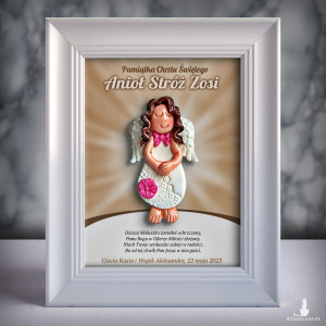 Pamiątka Chrztu Świętego - ramka 15x20 z aniołkiem