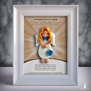 Pamiątka Chrztu Świętego - ramka 15x20 z aniołkiem