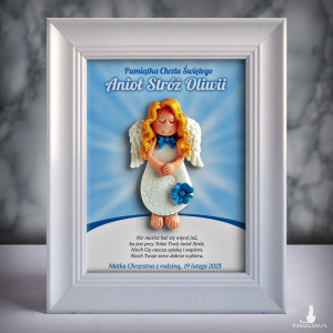 Pamiątka Chrztu Świętego - ramka 15x20 z aniołkiem