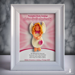 Pamiątka Chrztu Świętego - ramka 15x20 z aniołkiem