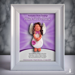 Pamiątka Chrztu Świętego - ramka 15x20 z aniołkiem