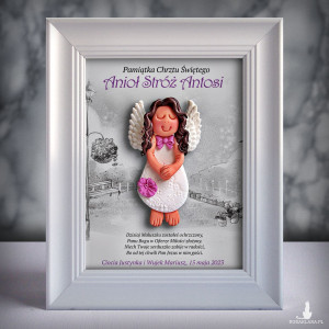 Pamiątka Chrztu Świętego - ramka 15x20 z aniołkiem