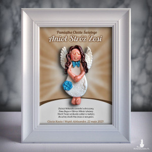 Pamiątka Chrztu Świętego - ramka 15x20 z aniołkiem