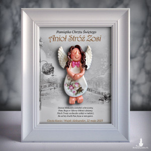 Pamiątka Chrztu Świętego - ramka 15x20 z aniołkiem