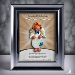 Pamiątka Chrztu Świętego - ramka 15x20 z aniołkiem