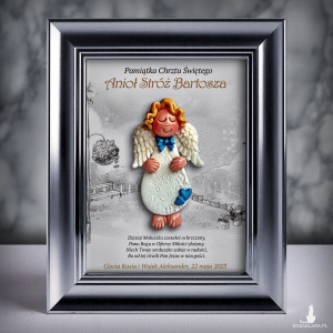 Pamiątka Chrztu Świętego - ramka 15x20 z aniołkiem