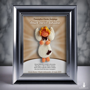 Pamiątka Chrztu Świętego - ramka 15x20 z aniołkiem