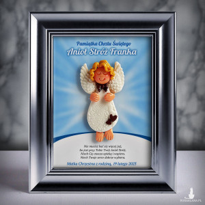 Pamiątka Chrztu Świętego - ramka 15x20 z aniołkiem