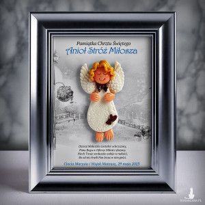 Pamiątka Chrztu Świętego - ramka 15x20 z aniołkiem
