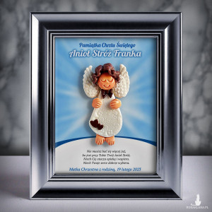 Pamiątka Chrztu Świętego - ramka 15x20 z aniołkiem