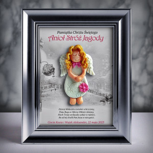 Pamiątka Chrztu Świętego - ramka 15x20 z aniołkiem