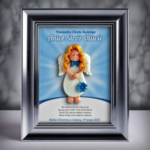 Pamiątka Chrztu Świętego - ramka 15x20 z aniołkiem