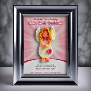 Pamiątka Chrztu Świętego - ramka 15x20 z aniołkiem