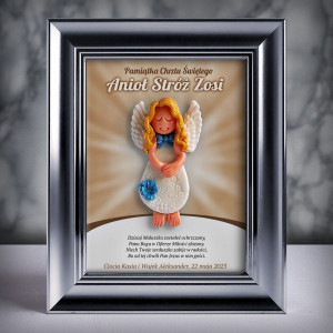Pamiątka Chrztu Świętego - ramka 15x20 z aniołkiem