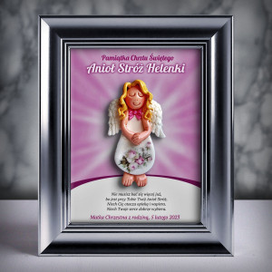 Pamiątka Chrztu Świętego - ramka 15x20 z aniołkiem