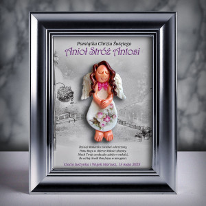 Pamiątka Chrztu Świętego - ramka 15x20 z aniołkiem