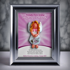 Pamiątka Chrztu Świętego - ramka 15x20 z aniołkiem
