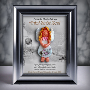 Pamiątka Chrztu Świętego - ramka 15x20 z aniołkiem