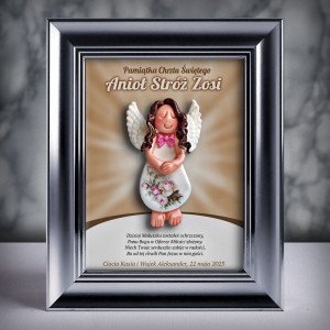 Pamiątka Chrztu Świętego - ramka 15x20 z aniołkiem
