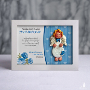 Pamiątka Chrztu Świętego - ramka 15x20 z aniołkiem
