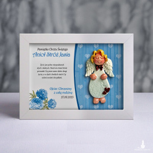 Pamiątka Chrztu Świętego - ramka 15x20 z aniołkiem