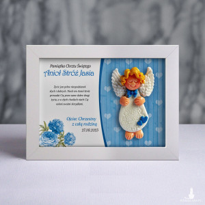 Pamiątka Chrztu Świętego - ramka 15x20 z aniołkiem