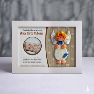 Pamiątka Chrztu Świętego - ramka 15x20 z aniołkiem