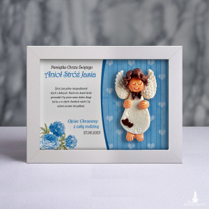 Pamiątka Chrztu Świętego - ramka 15x20 z aniołkiem