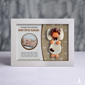 Pamiątka Chrztu Świętego - ramka 15x20 z aniołkiem