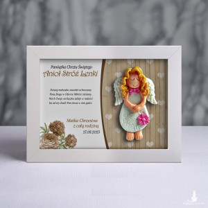 Pamiątka Chrztu Świętego - ramka 15x20 z aniołkiem