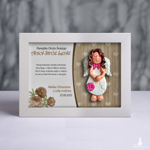 Pamiątka Chrztu Świętego - ramka 15x20 z aniołkiem