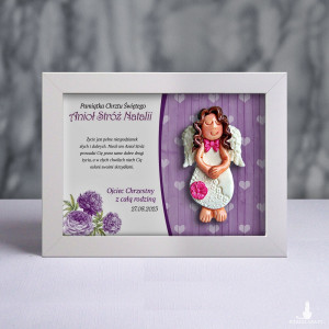 Pamiątka Chrztu Świętego - ramka 15x20 z aniołkiem