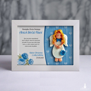 Pamiątka Chrztu Świętego - ramka 15x20 z aniołkiem