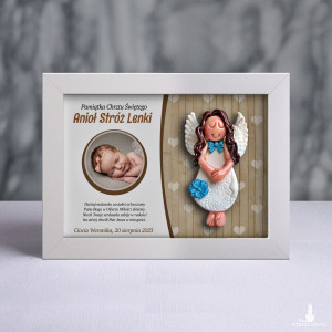 Pamiątka Chrztu Świętego - ramka 15x20 z aniołkiem
