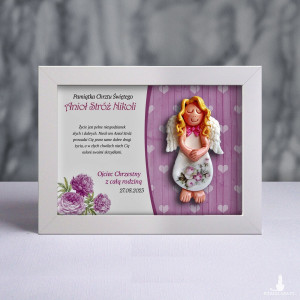Pamiątka Chrztu Świętego - ramka 15x20 z aniołkiem