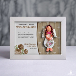 Pamiątka Chrztu Świętego - ramka 15x20 z aniołkiem