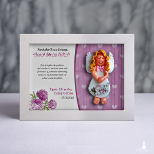 Pamiątka Chrztu Świętego - ramka 15x20 z aniołkiem
