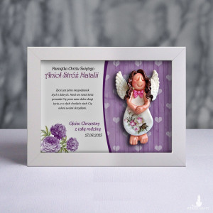 Pamiątka Chrztu Świętego - ramka 15x20 z aniołkiem