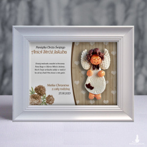 Pamiątka Chrztu Świętego - ramka 15x20 z aniołkiem